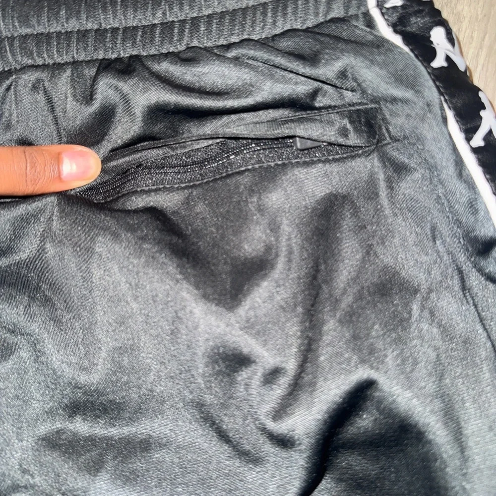 Kappa Black Sweatpants with White Logo Tape - Picture 3 of 3